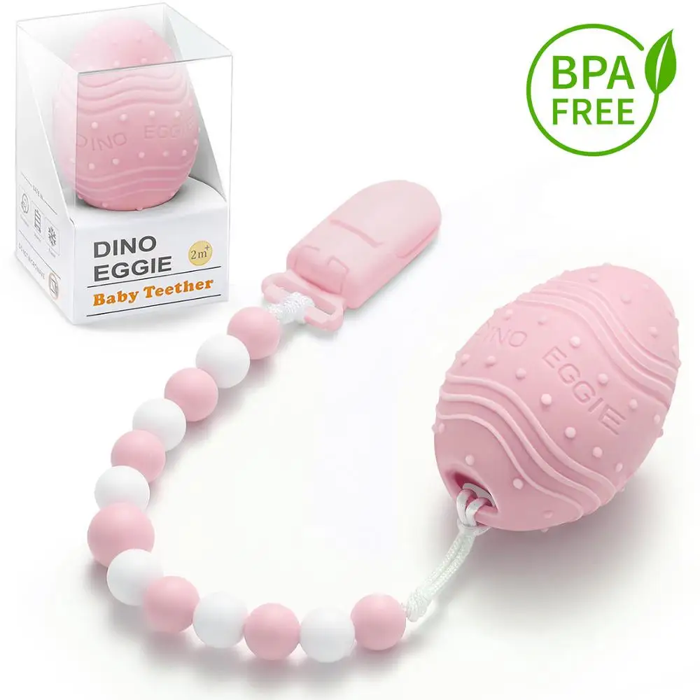 

Dino Eggie Baby Teether, Egg-Shaped Teething Toy , BPA-Free, CPSC Lab Tested and Approv 3M-12M Baby teether
