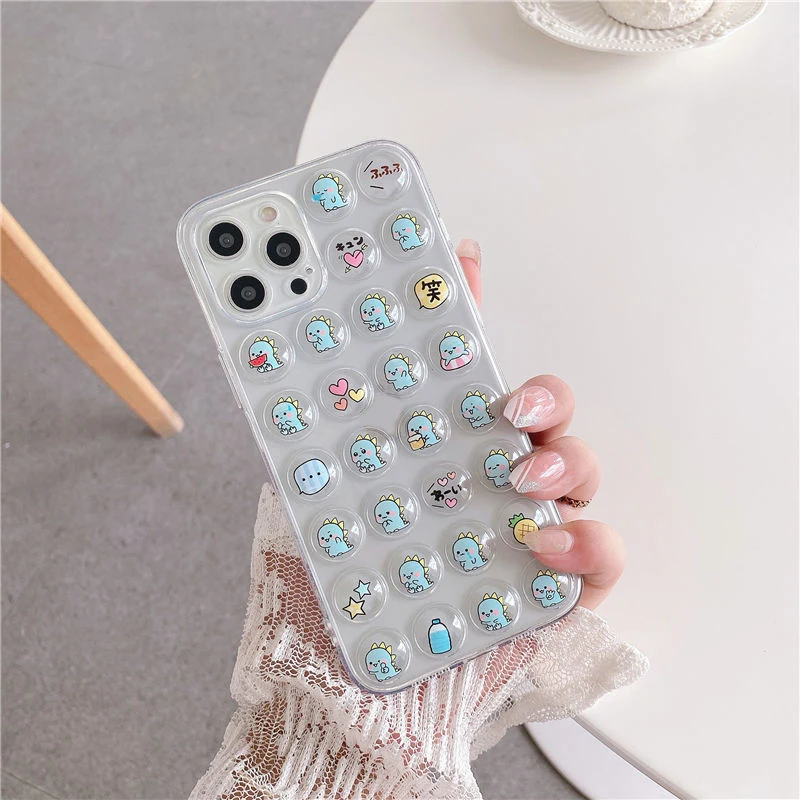

Cute 3D Cartoon Animal Dinosaur Phone Case For iPhone 13/13Pro Max Clear Silicone Soft Back Cover on For iPhone 13 Pro Case Capa