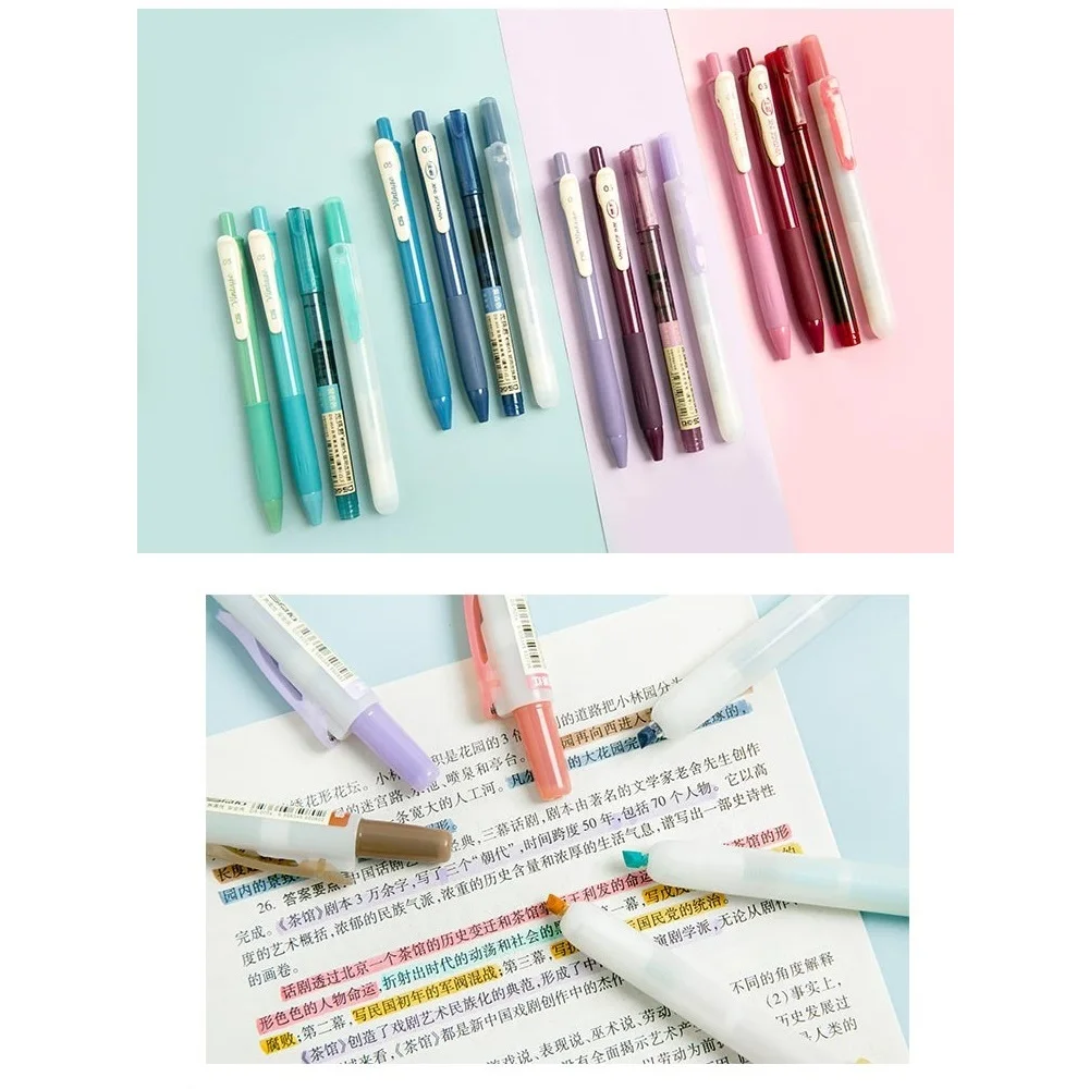 

4pcs Vintage Color Gradient Pens Set, Quick Dry Gel Ink Pen and Fluorescent Highlighter Marker Drawing Paint Office School A6458