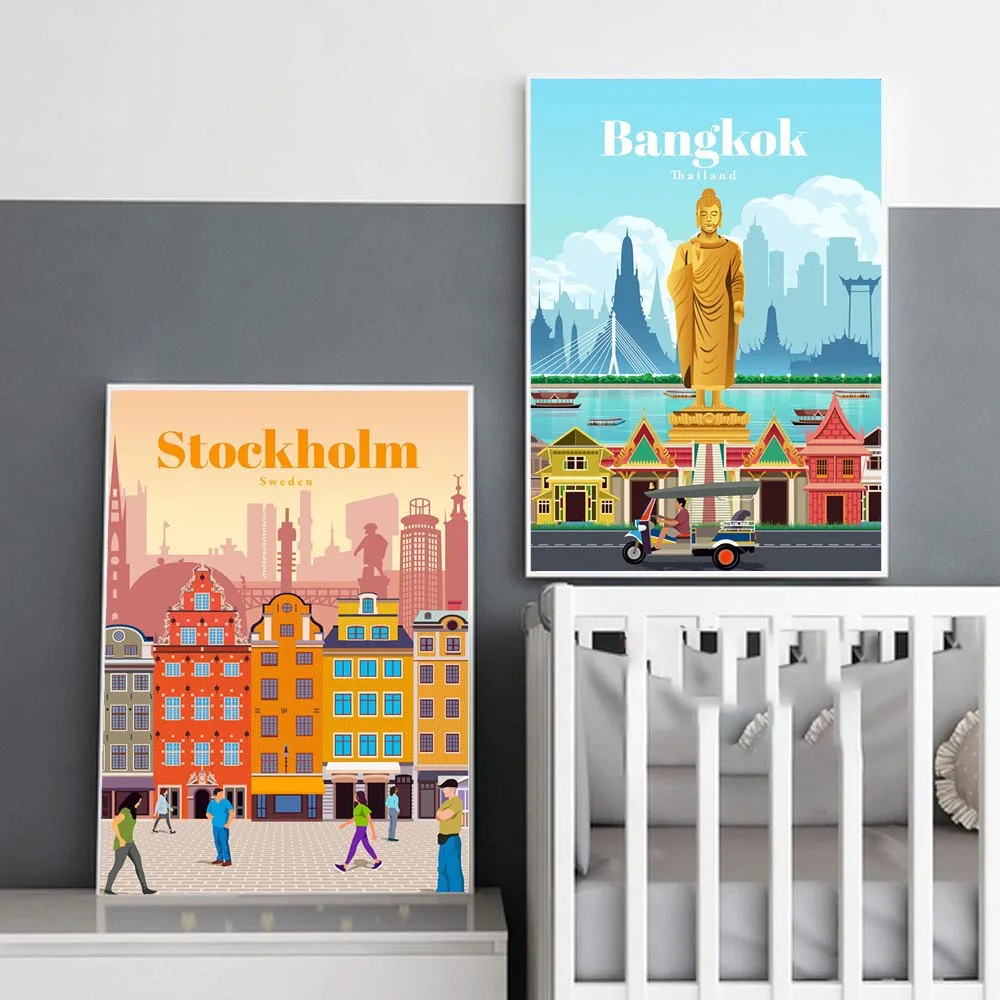 Полноразмерная Алмазная 5d картина с изображением мультяшного города Нью Йорка