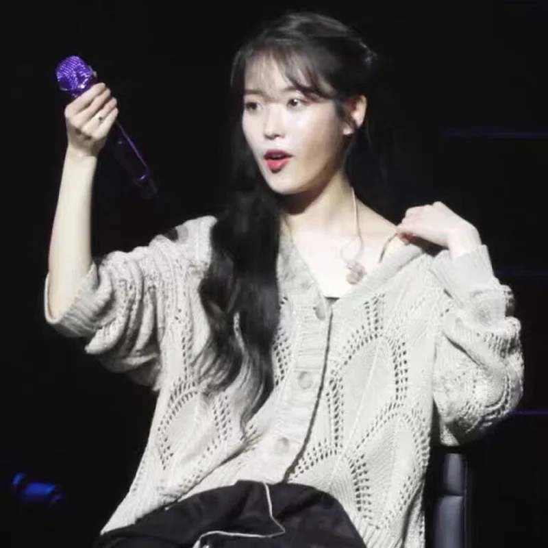 Kpop IU Lee Ji Eun Летний милый зеленый кардиган с вырезами вязаный свитер пальто +