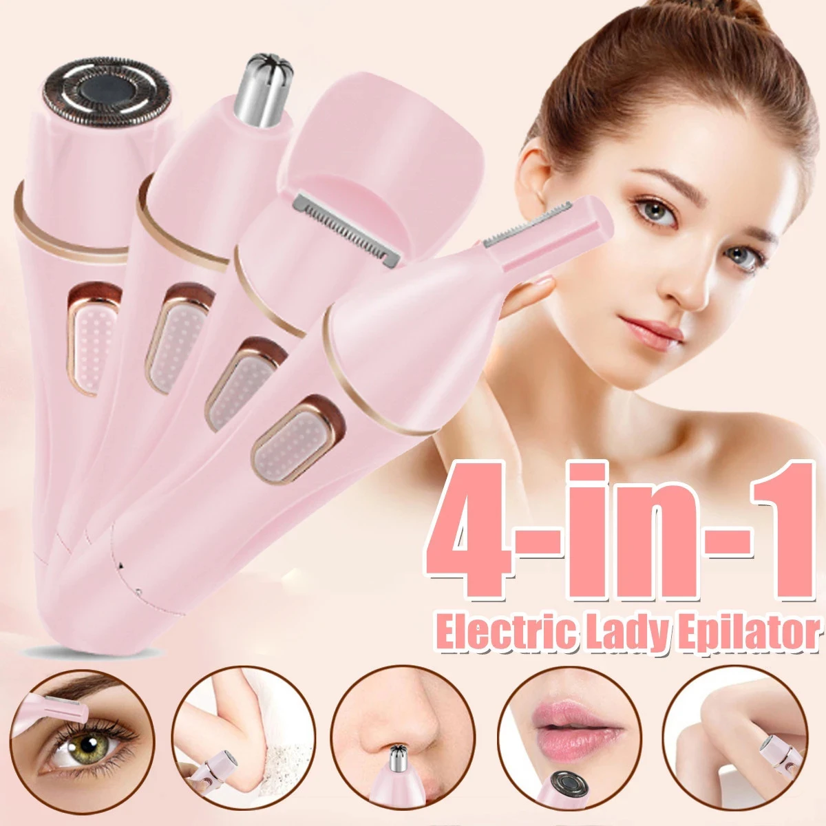 

4 in1 Electric Epilator Female Eyebrow Trimmer Face Lady Bikini Trimmer Depilatory Shaving Women Shaver Hair Removal Razor