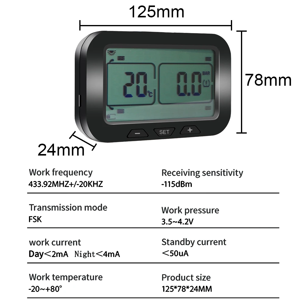 

LEEPEE Solar TMPS LCD Display With 4/6 External Sensor For Truck Bus Lorry Tyre Pressure Monitor Tire Pressure Monitor System