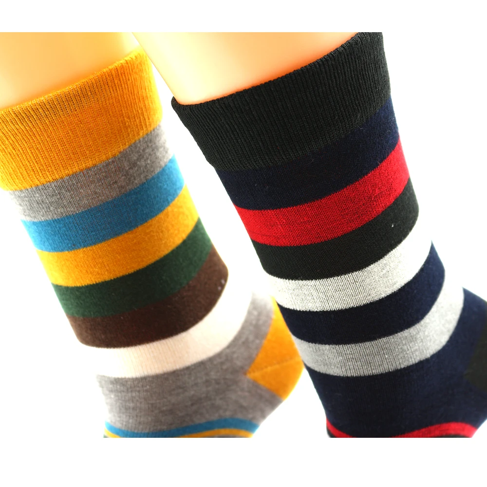 

2021 Men's Color Latest Design Popular Striped Suit Fashion Designer Coloured Cotton Socks 5 Pairs