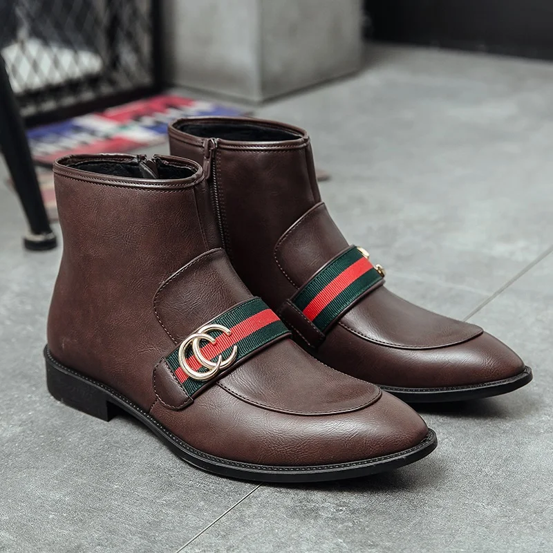 

Мужские кожаные ботинки, мужские ботинки в стиле панк, Мужская модная зимняя обувь для оксфордов, итальянские кожаные мужские ботинки челси...