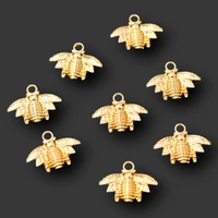 20pcs gold plated cute little bee pendant pop earrings bracelet metal accessories diy charms jewelry crafts making 2116mm a2412