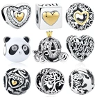 Бусины-шармы из серебра 925 пробы, в европейском стиле