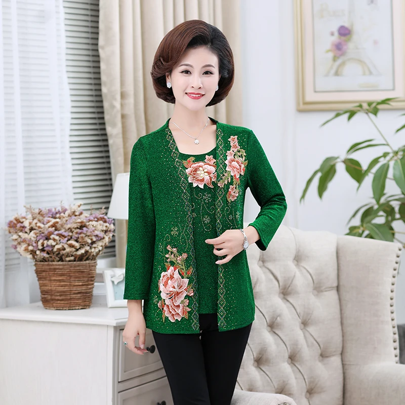 Женская Осенняя новая куртка для женщин среднего возраста пальто с имитацией