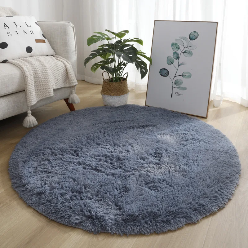 

Fluffy Round Rug Carpets for Living Room Decor Faux Fur Rugs Kids Room Long Plush Rugs for Bedroom Shaggy Area Rug Modern Mats