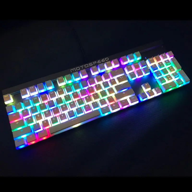 

RGB 108 Keycaps ANSI Layout PBT White Pudding Double Skin Milk Shot Backlit Keycap For OEM Cherry MX gh60 poker 87 tkl 104 108