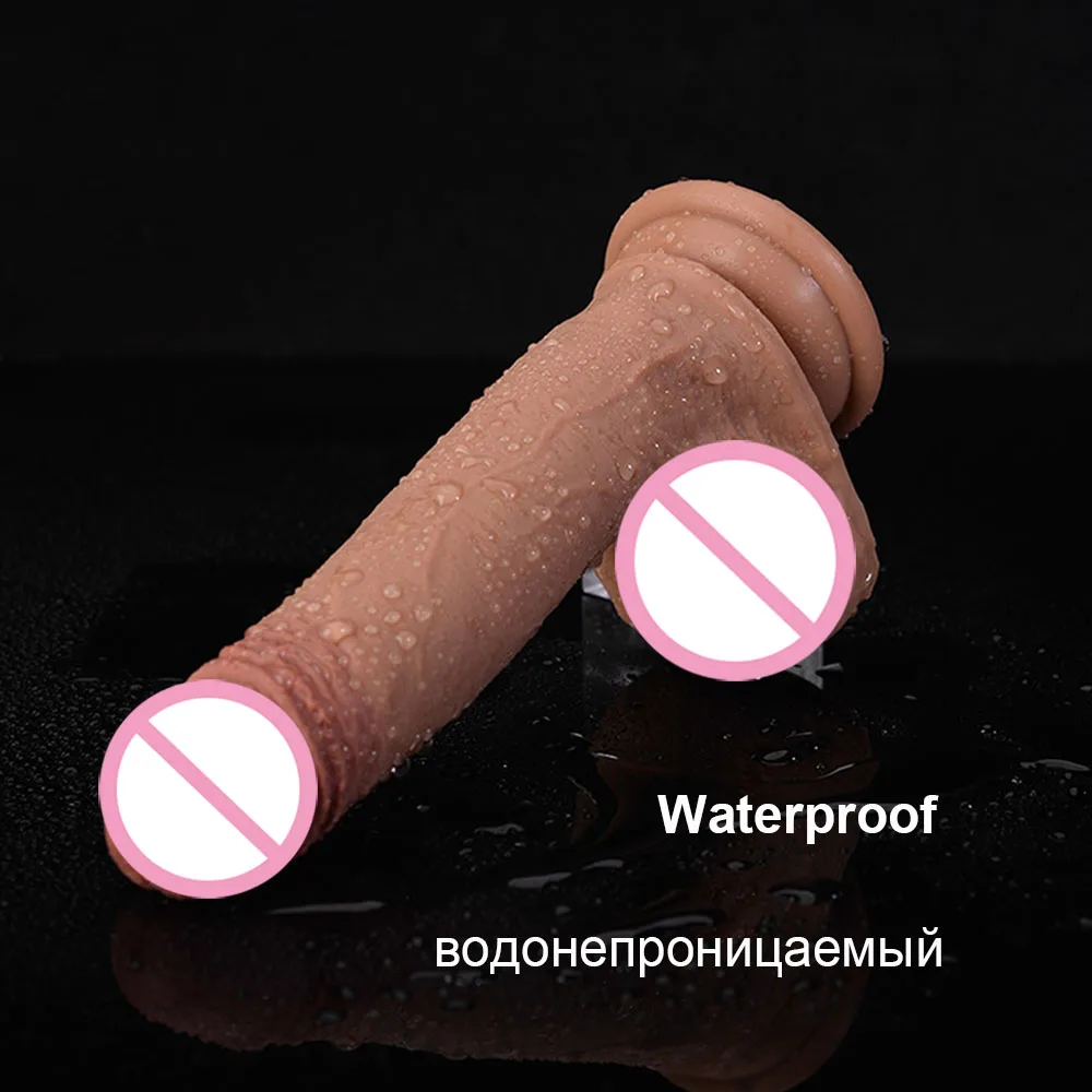 Супер мягкий реалистичный фаллоимитатор 8 дюймов с присоской для женщин ремешок