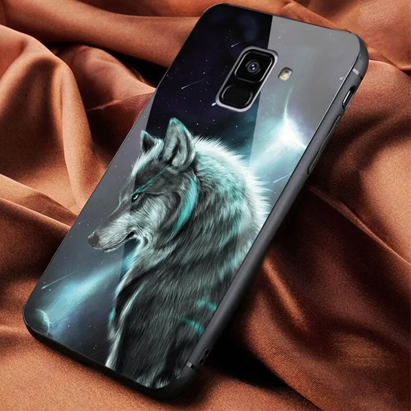 Светящийся стеклянный чехол для телефона с волком Samsung Galaxy S8 PLUS задняя крышка