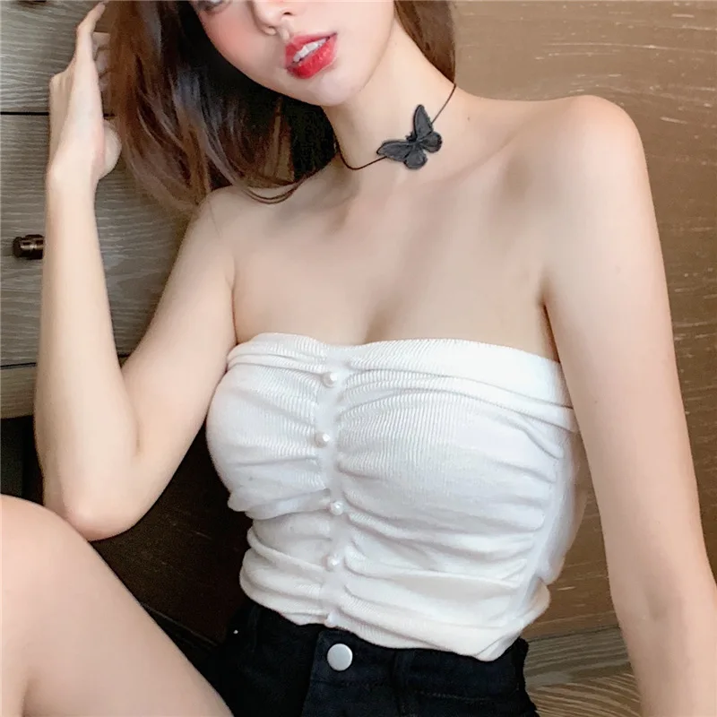 Женская трикотажная одежда из ледяного шелка белая обмотанная грудь с внешним