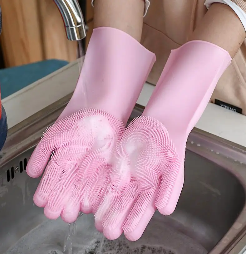 

A pair Dishwashing Gloves Kitchen Silicone Cleaning Gloves Magic Silicone Dish Washing Gloves For Household Scrubber Gloves