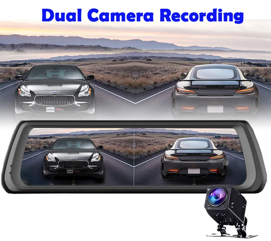 WHEXUNE 4G Автомобильный видеорегистратор Android Touch ADAS Dash Cam Автомобильное зеркало заднего вида 10 дюймов видеорегистратор двойной объектив gps навигатор рекордер WiFi