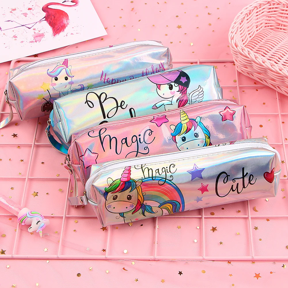 Unicorn Pencil Case Holographic Laser Pen Bag For Girl Boys Student Large Capacity Waterproof Box School Supply Stationery|Пеналы| |