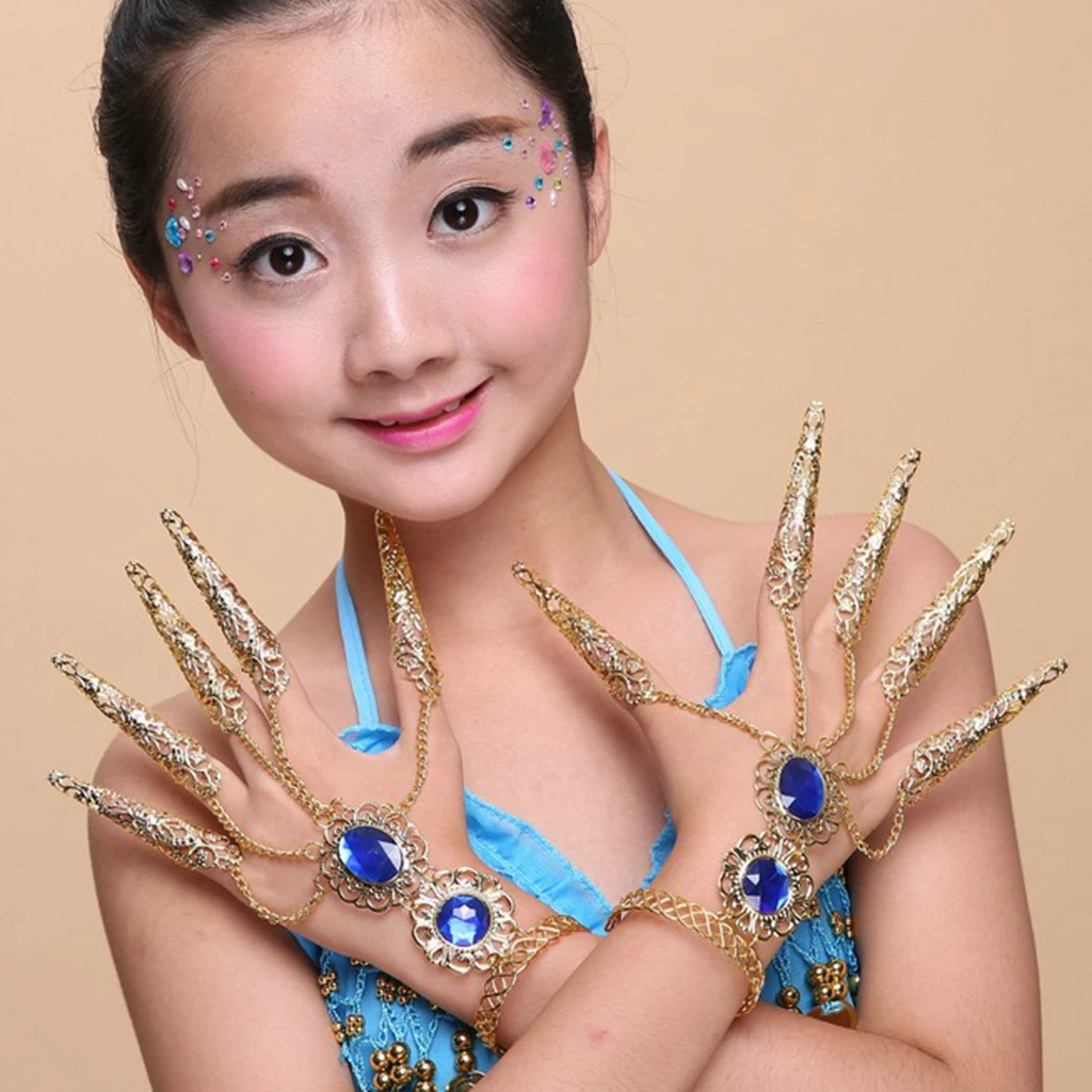 1 пара Модный танец живота элегантный золотой браслет с ногтями модные ювелирные