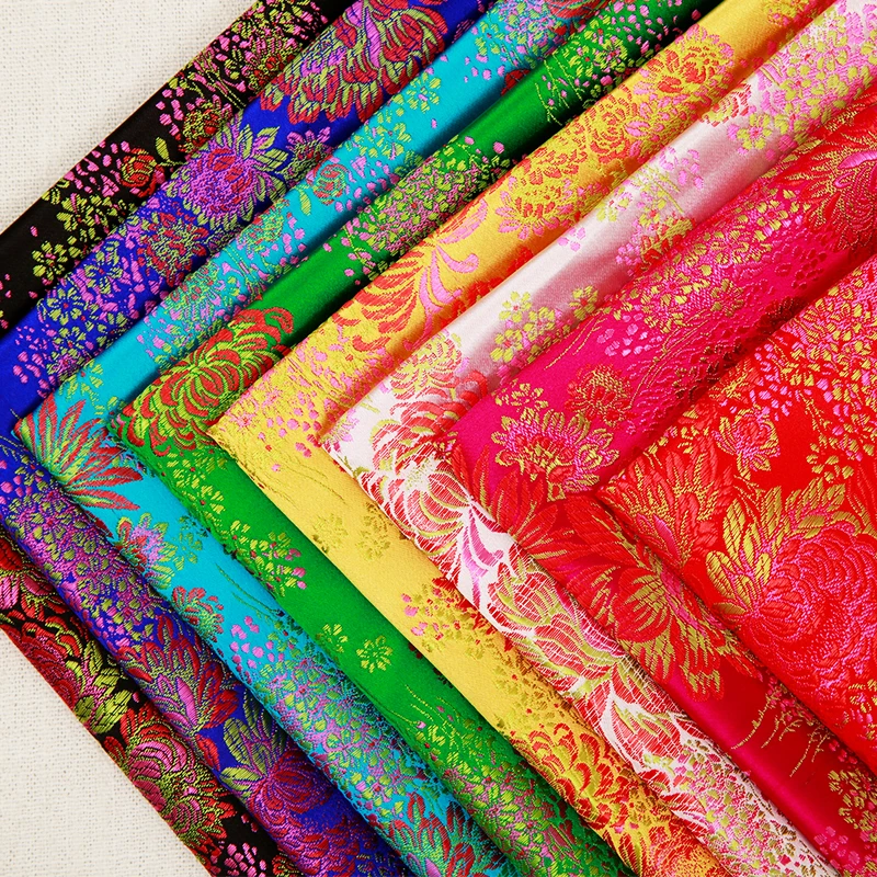 

High-density flower brocade jacquard pattern fabrics sewing cheongsam cushion table runner design material