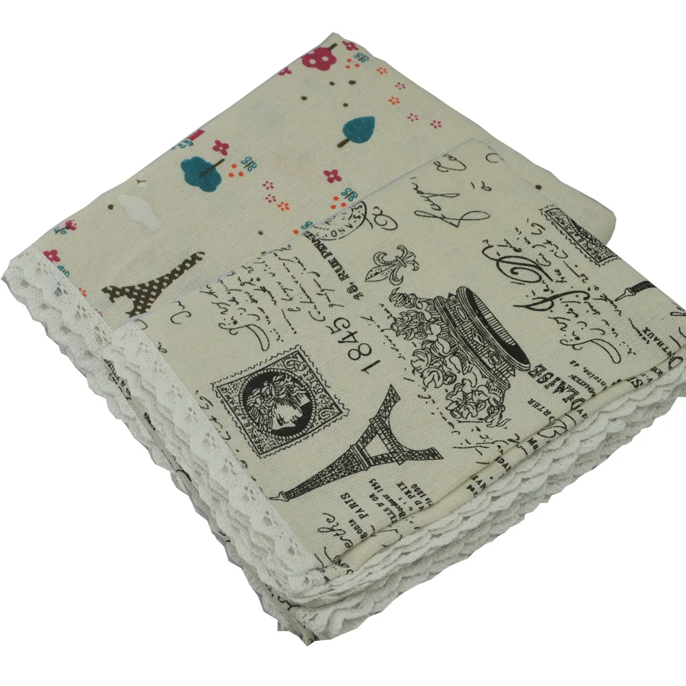 Льняная хлопковая кружевная скатерть с принтом железная башня современная