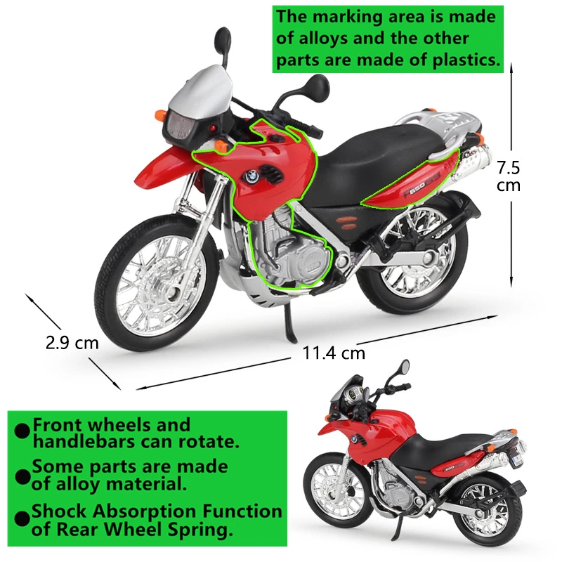 WELLY 1:18 BMW F650GS литой под давлением сплав модель мотоцикла игрушка для детей подарок