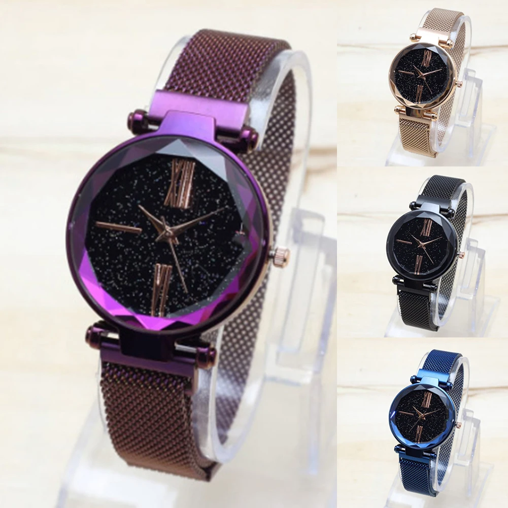 2019 повседневные Круглые Женские часы Звездное небо с циферблатом магнит горного