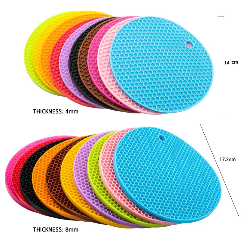 

New2PC Multifunctional Round Heat-Resistant Insulation Silicone Mat Coaster Cup Anti-slip Pot Mat Table Mat Kitchen Accessories