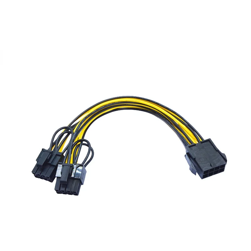 

20CM Pc Power Supply CPU Molex 8 Pin To 2 PCI-e 8 (6+2) Pin Pci Express Graphics Card Connectors Internal Cable Power Splitters