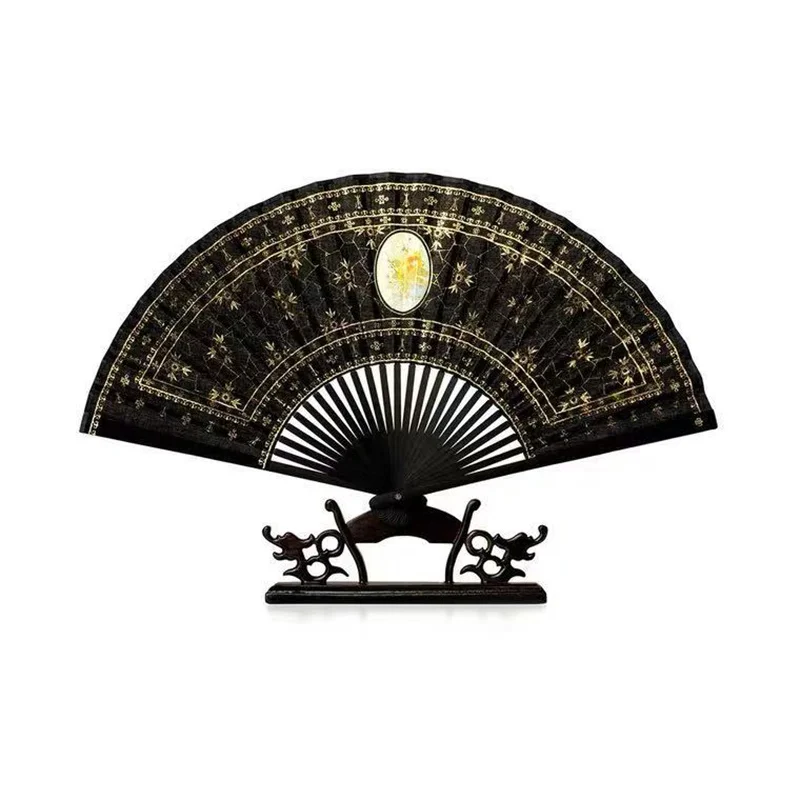 

Chinese Folding Fan Style Printed Foldable Fan Festival Gift Performance Fan Silk Hand Fan Wall Decor Art Crafts