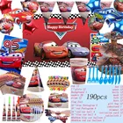 95 + штук, диснеевские тачки Молния Маккуин, украшение для дня рождения, одноразовая бумажная соломенная тарелка, салфетка, чашка, скатерть, товары для вечеринок