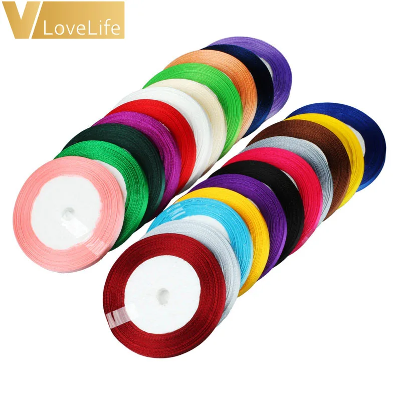25 ярдов/рулон атласная лента 6 мм Сатиновые растяжки сделай сам бант тесьма для