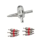 Инструмент для снятия клапанов автомобиля, мотоцикла, ремонта велосипедные шины, 4 в 1, с 6 латунными сердечниками клапанов для всех кондиционеров автомобиля