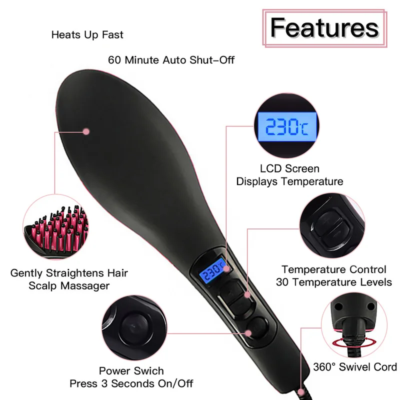 2018 просто прямые утюжки для выпрямления волос. Керамическая щетка способствует