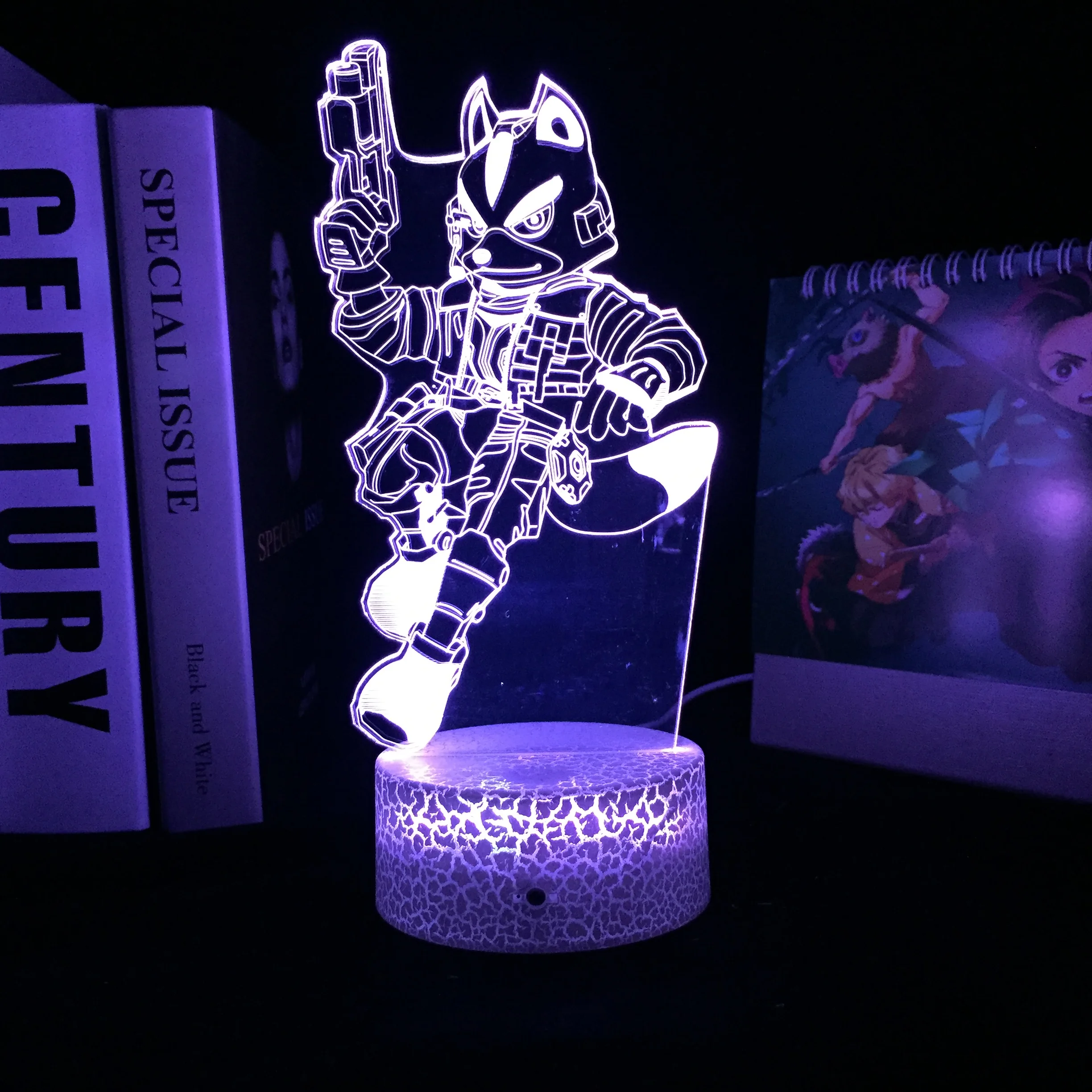 

Fox With Gun 3D LED Lamp Acrylic Light Guide Plate White Cracked Base Night Light for Couple Children Festival Birthday Gifts