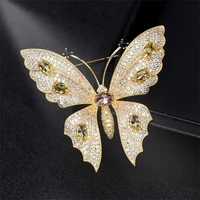 cute butterfly brooches for women bling pink yellow rhinestone aaa zircon brooch luxury crystal insect broches pin jewelry gift