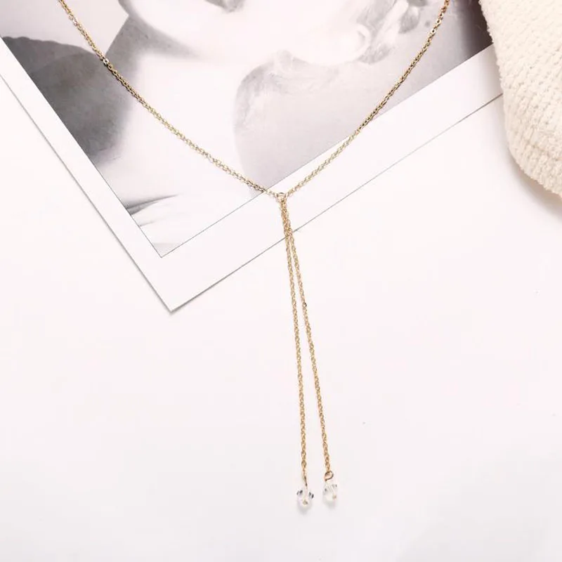 

Long Tassel Gold Color Chain Necklace For Women Fashion Beads Pendant Necklaces Chocker Girl's Daily Jewelry