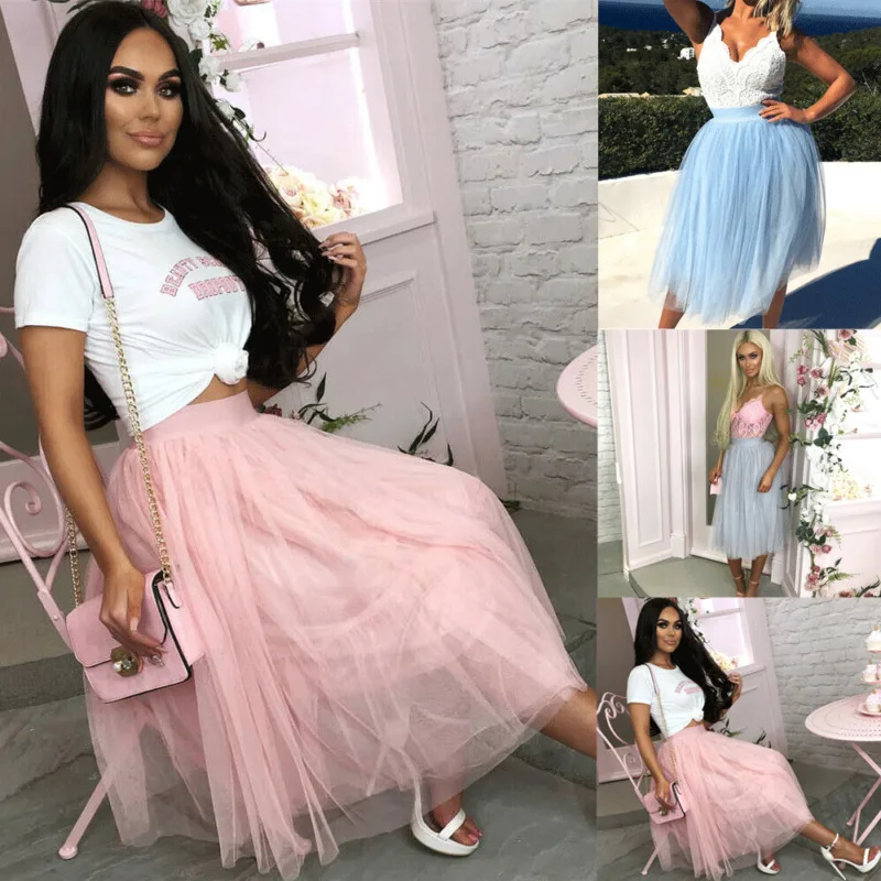 Женское длинное Плиссированное Платье из фатина с высокой талией | Женская