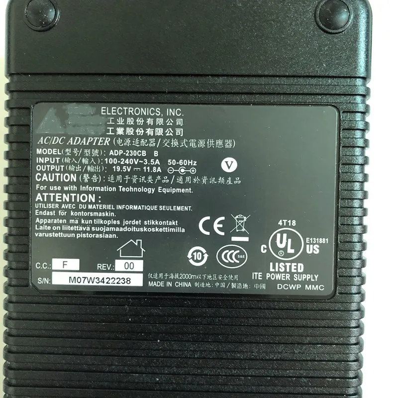 19.5v 11.8 circular four-pin laptop ac adaptive charger adp-230eb T for Clevo D700T D900K D910T M590K M980NU P170HM3 P172SM P177 |