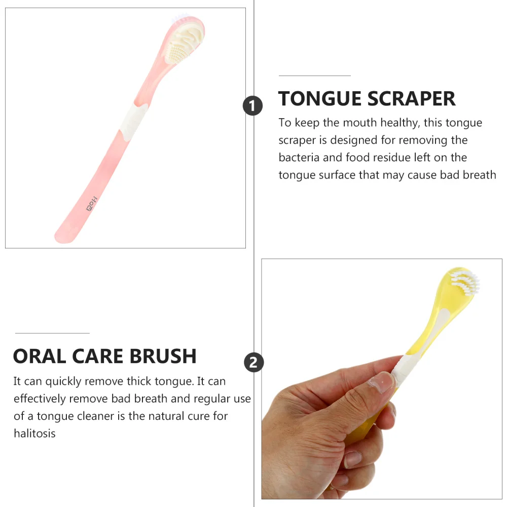 

2pcs Oral Care Tongue Scraper Brush Health Oral Hygiene Adult Tongue Cleaner