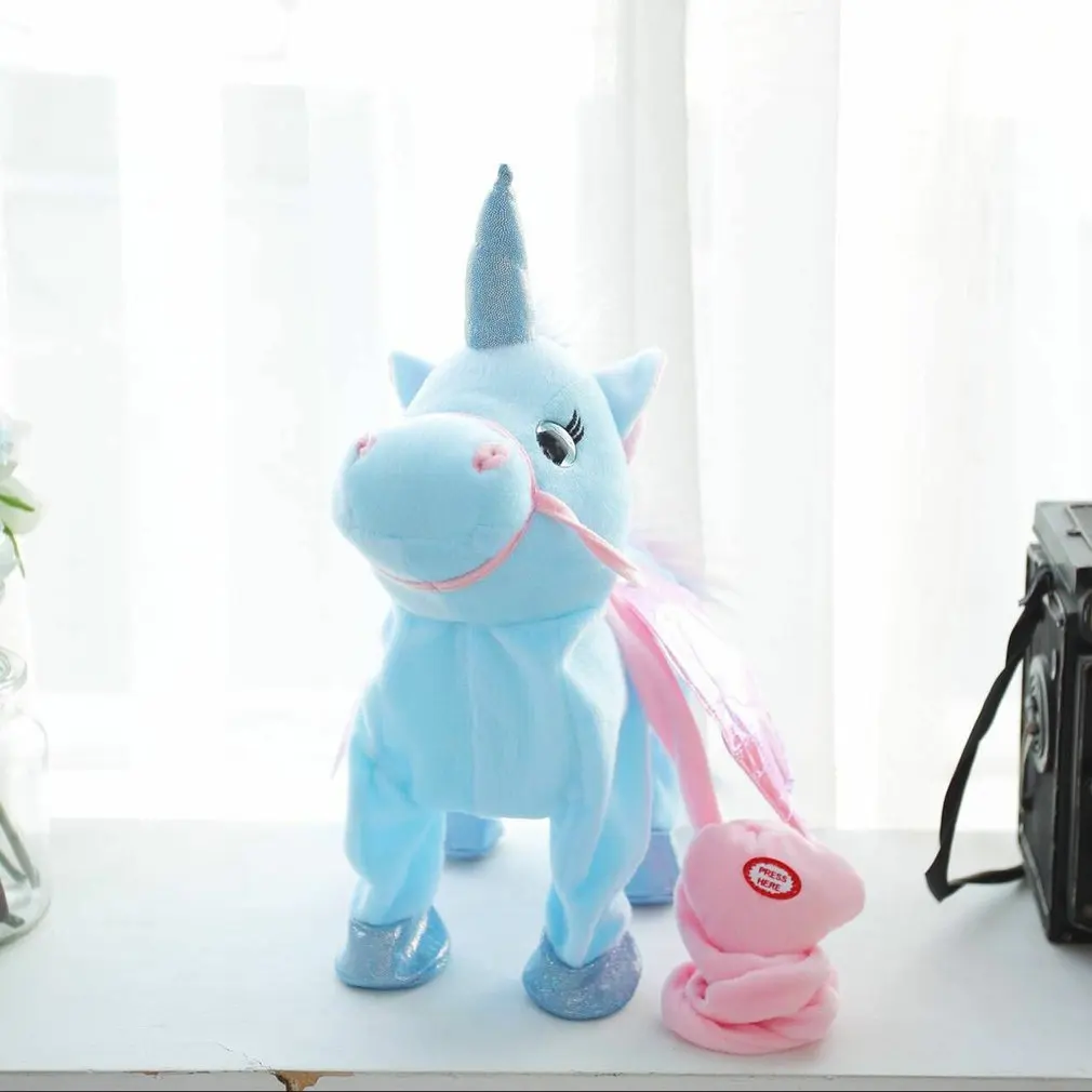 

Электрическая игрушка-единорог, поводок для домашних животных, плюшевые Крылья, мягкие игрушки-животные, Поющая песня, гуляющая, скручивающ...