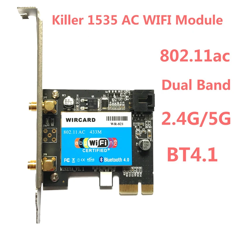 Двухдиапазонная беспроводная карта Wlan Wi Fi Bluetooth 433 Мбит/с 802.11A/B/G/N/Ac 2 4/PCI EX1 BT 4 0 для