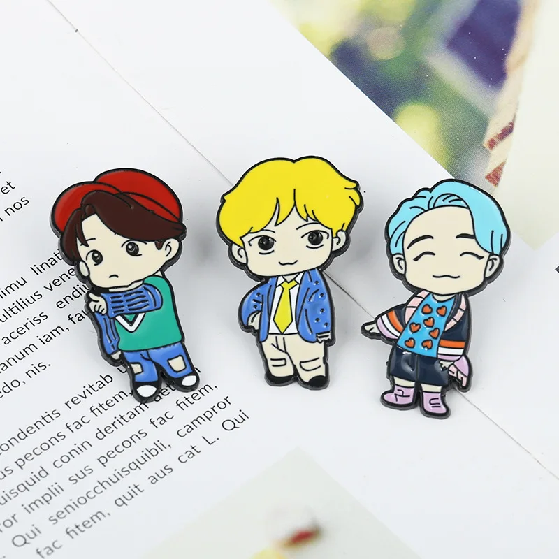 

New Arrival 7pcs/Lot Cartoon Singer BOYS Figure Brooch Fashion Enamel Pin Jewelry Cute Lapel Pins Gifts for Friends Wholesale