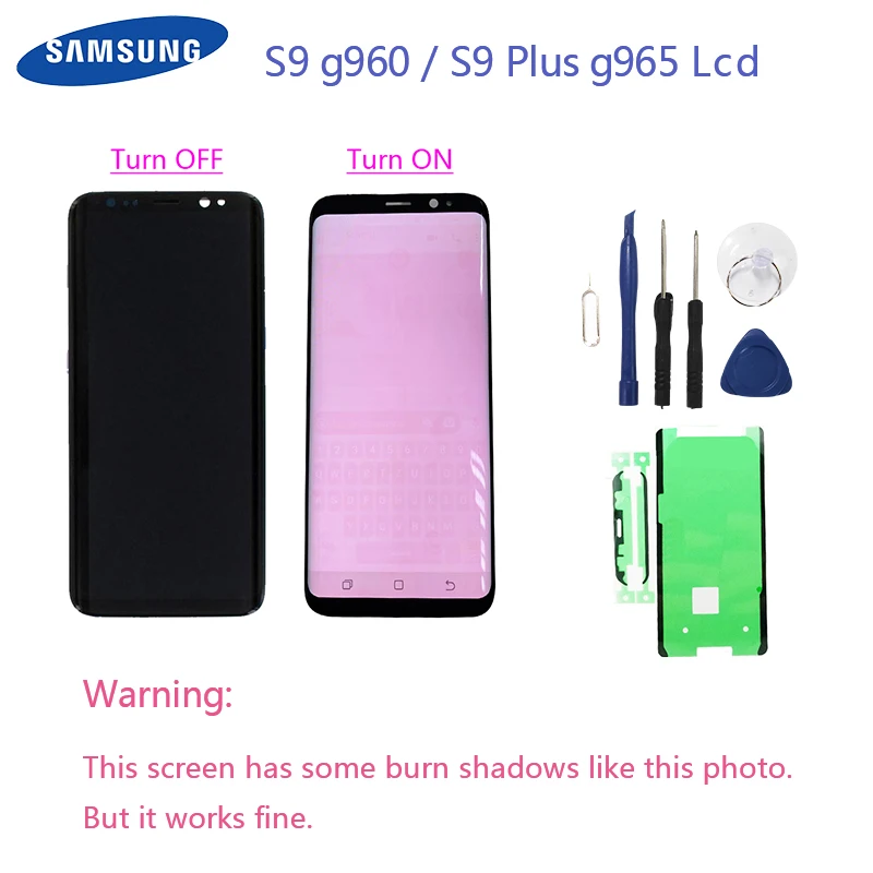 

burn-in shadow Replacement For Samsung S9 plus G965 965F s9 g960 g960f LCD Display Digitizer Touch Screen With Frame