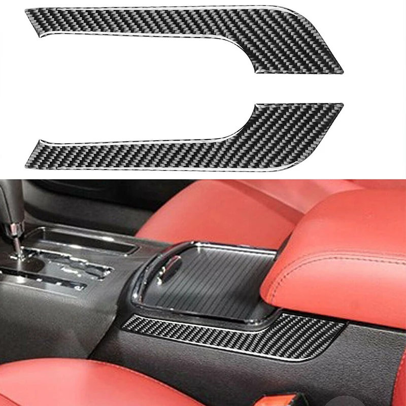 

1 Pair Car Interior Cup Holder Panel Side Covers Trims Stickers Black Carbon Fiber Fit For Dodge Charger 2011 2012 2013 2014