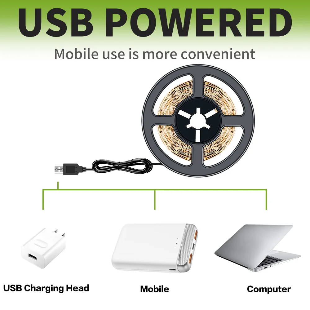 5V Светодиодная лента USB светильник лампа Гибкая Спальня шкаф деко Декор ТВ ing