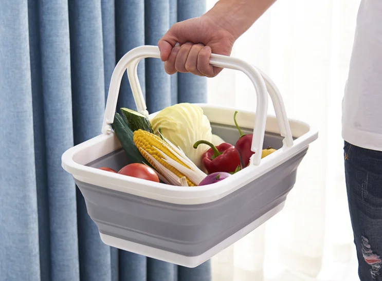 

Fashion foldable storage hand basket household kitchen vegetable basket fruit and vegetable cleaning storage basket