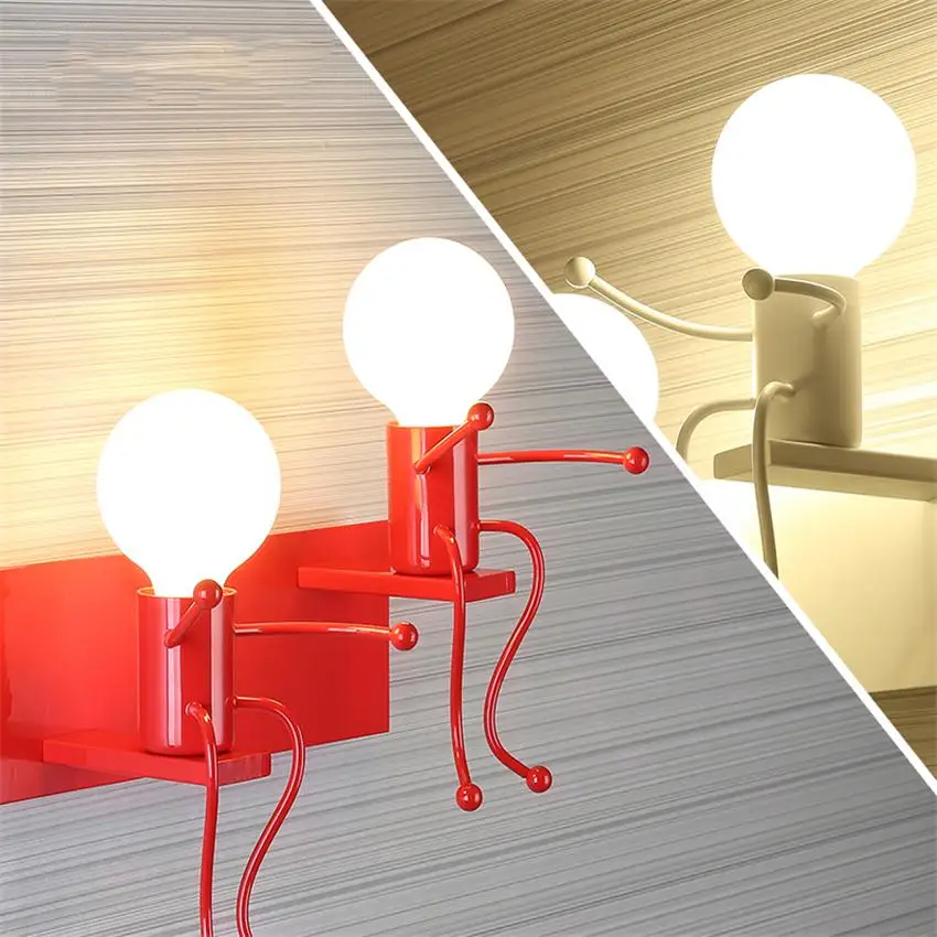 Настенный светильник в скандинавском стиле железная лампа лофт мультяшный робот