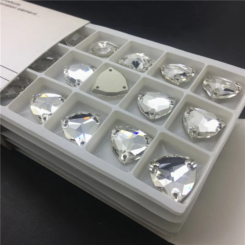 Топ Камень K9 высокое качество пришить кристально чистый AB жир треугольные камни