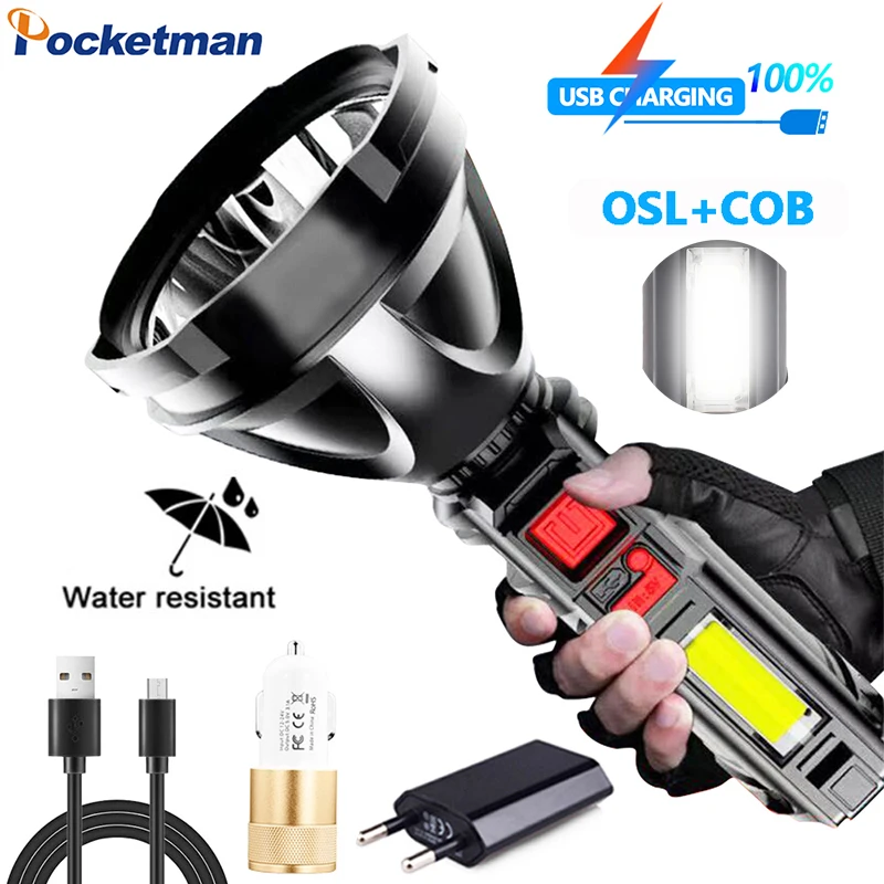 Pocketman High Power COB LED Flashlight Built-in Battery Torch USB Rechargeable Waterproof Hand Light | Лампы и освещение