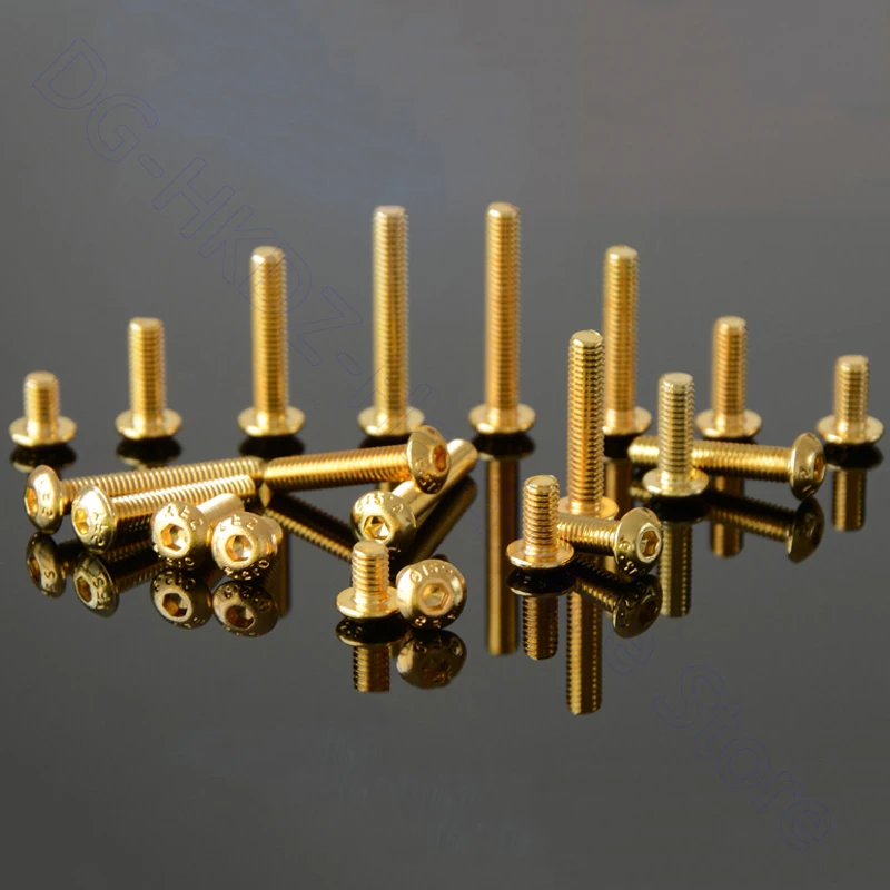 

Винт с круглой головкой, класс 12,9, шестигранные болты, винты, легированная сталь, титановое покрытие, золото, IS07380 Метрическая M2 M2 M2, 5 M3 M4 M5