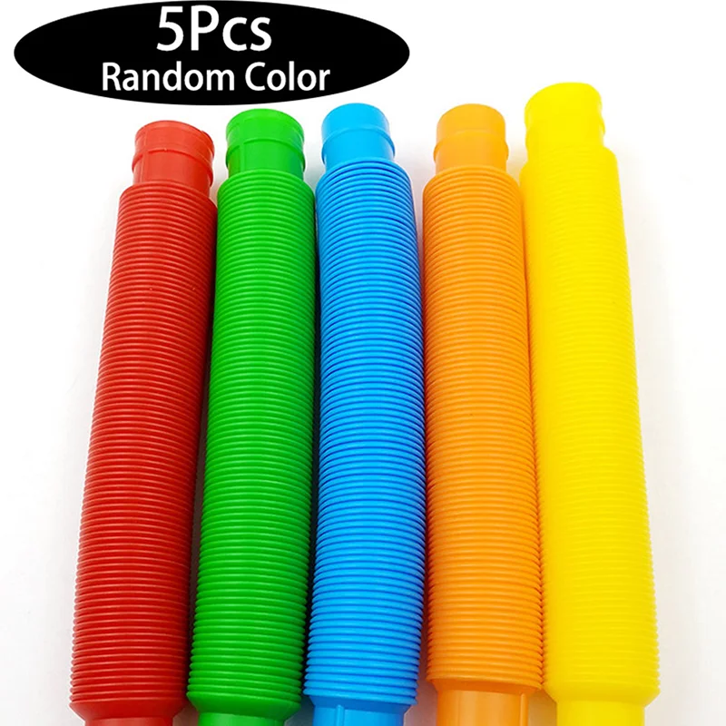 5Pcs Mini Pop Tubes Sensory Toy For Adult Fidget Stress Relieve Toys Kid Autism Anti Stress Plastic Bellows Children Squeeze Toy